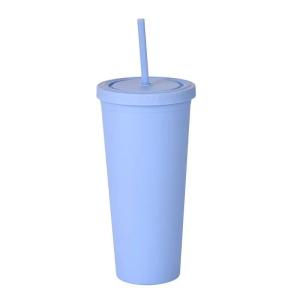 Quality Colorful 450/650ml Candy Color Double Insulated Plastic Tumblers Acrylic Matte Tumbler With Straw Vacuum Sealed Insulation Splash Proof Design wholesale