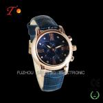 Colorful leather band lady fashion gold watch with UAE style for promotion
