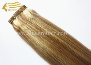 Quality 55 CM Piano Straight Hair Extensions Weft - 22&quot; Silk Straight Piano Color Remy Human Hair Weft Extension For Sale wholesale
