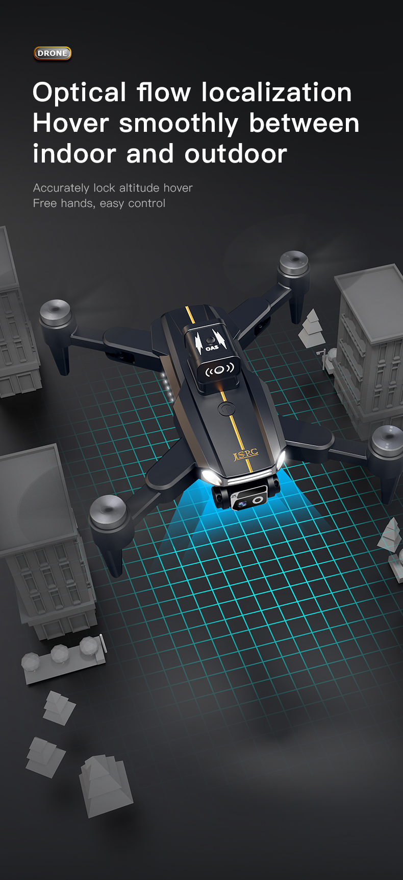 Js26 Foldable Entertainment Drones Beginner Operator Skill Level Optical Flow and One Key Takeoff / Landing for Hiking