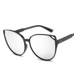 Female Silver Pink Lens Sunglasses Round Rose Gold Frame Retro Color Mirror Lens