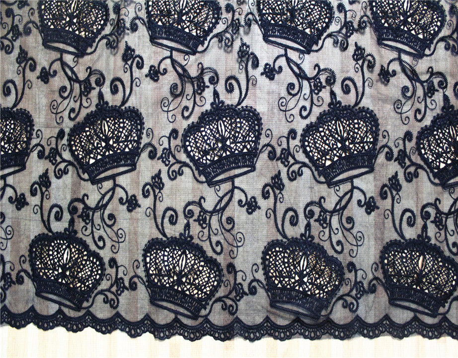 Apparel Accessories Mesh based Crown Style Embroidery Lace Fabric Crown in Different Color