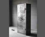 Iron Gray 1 Door Industrial Iron Metal Distressed Rack Storage Locker Wardrobe
