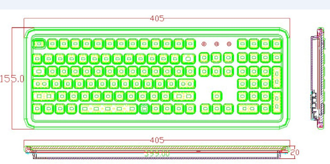 IP65 106 keys black USB customized ruggedized silicone rubber medical keyboard