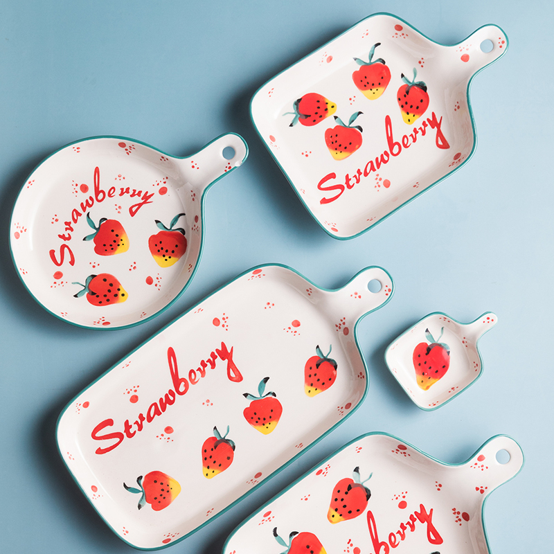 Custom Printing Ceramic Plate Set , Pizza Ceramic Bake Pan With Double Handle OEM