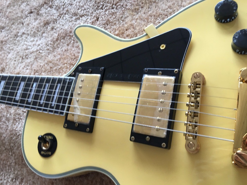 Custom guitar shop lp electric guitar Cream color 7 ply binding Ebony fingerboard Golden hardwares Grover tuner Randy Rh