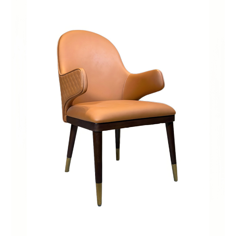 Wholesale Luxury Durable Ash Wood PU Leather Armrest Back Chair Hotel Furniture