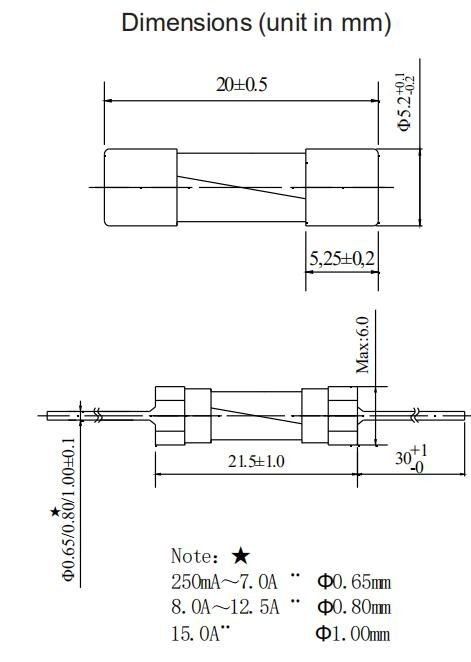 5x20mm Miniature Cartridge Fuse 7