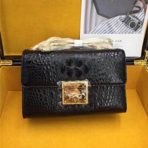 Quality Exotic Crocodile Skin Women's Small Purse Genuine Alligator Leather Lady Flap Bag Chain Belt Female Cross Shoulder Bag wholesale