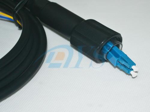 Black Waterproof ODLC / PDLC Fiber Optic Patch Cord , High shock