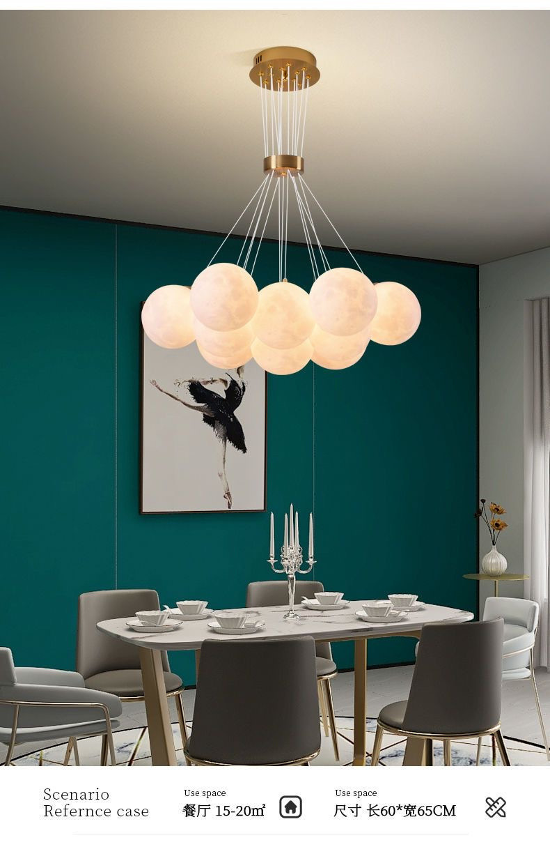 Nordic 3D Printed Moon Lampshade Ceiling Chandelier New LED lustre Moon Hanging lamp(WH-MI-434)