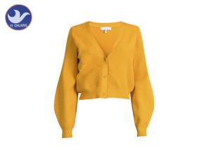 Quality Ottoman Knitted Chunky Cardigan Sweater Womens , Button Down Cardigan Sweaters V Neck wholesale