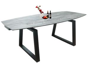 Quality Contemporary HPL Dining Table , Tempered Glass Horsebelly Extension Dining Table wholesale