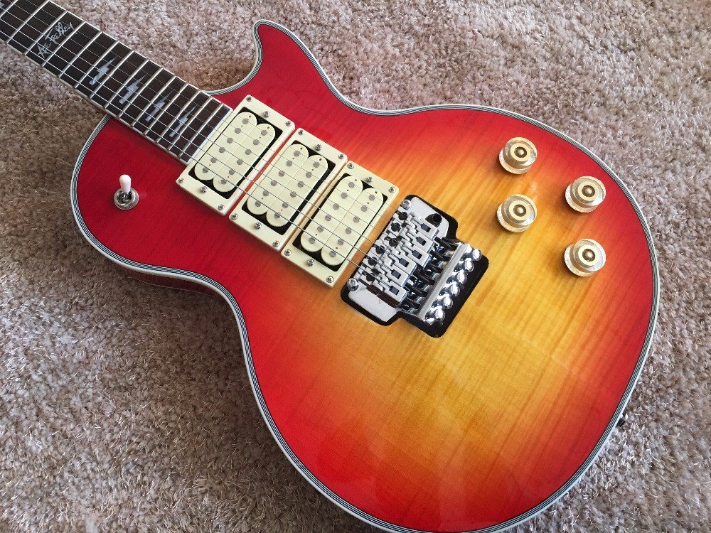 LP custom guitar with Floyd rose bridge and 3 Humbacker Ace Frehley Budokan Signature LP Custom Electric Guitar lightnin