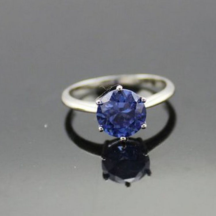 Sterling Silver 8mm Round Amethyst Cubic Zirconia Ring(JY052)