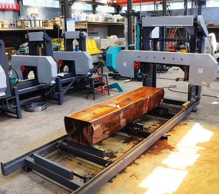 Log Wood Processing Sawmill Machine Wood Portable Sawmill, Automatic Horizontal Bandsaw with inverter feeding