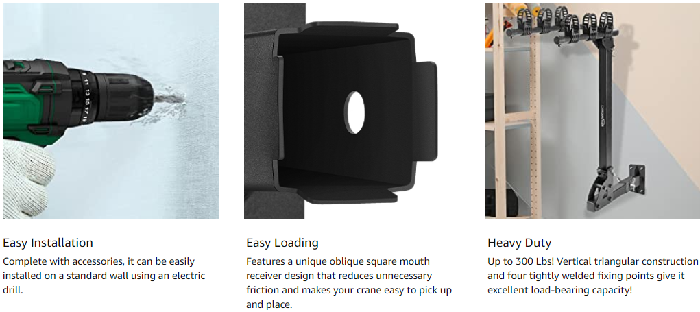 Carbon Steel Hitch Wall Mount Versatile Storage Device for Bike and Cargo Hitch Rack