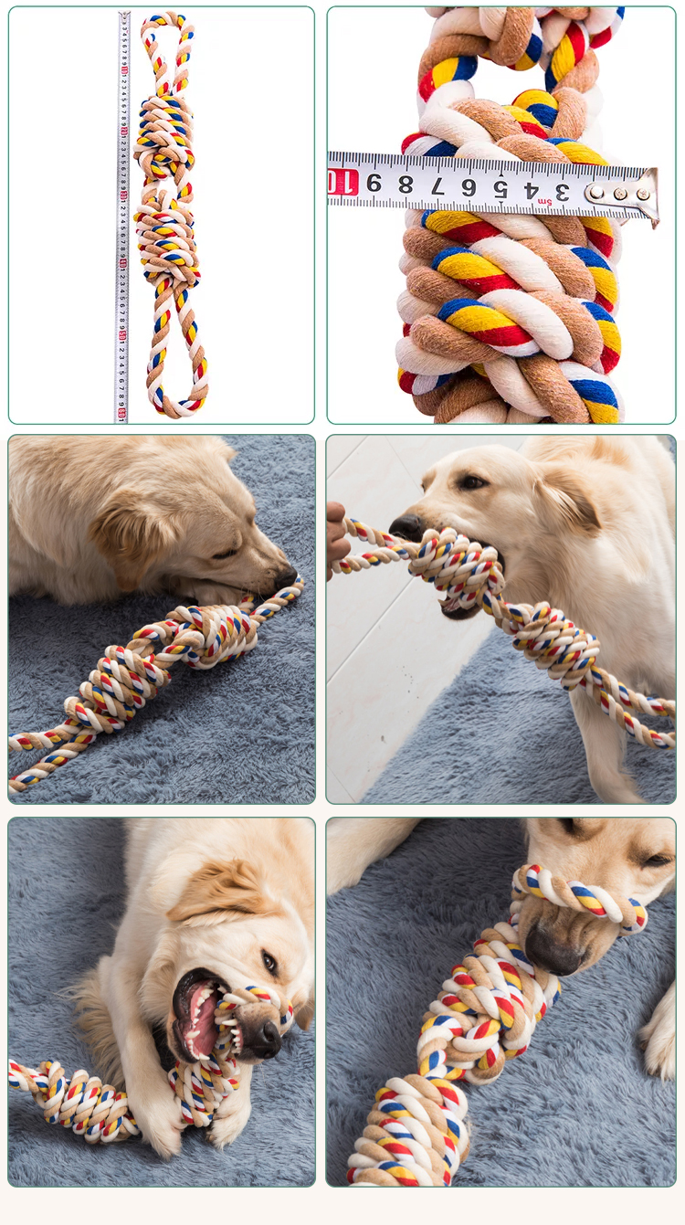 Dog Toy Pet Cotton Rope Toy Tough Rope Mixed Color Fun and Durable for Active Pets