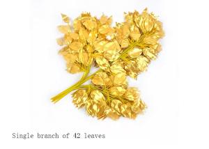 China No Fading Indoor Non Toxic Golden  Fake Ficus Tree Branches 42 Leaves on sale