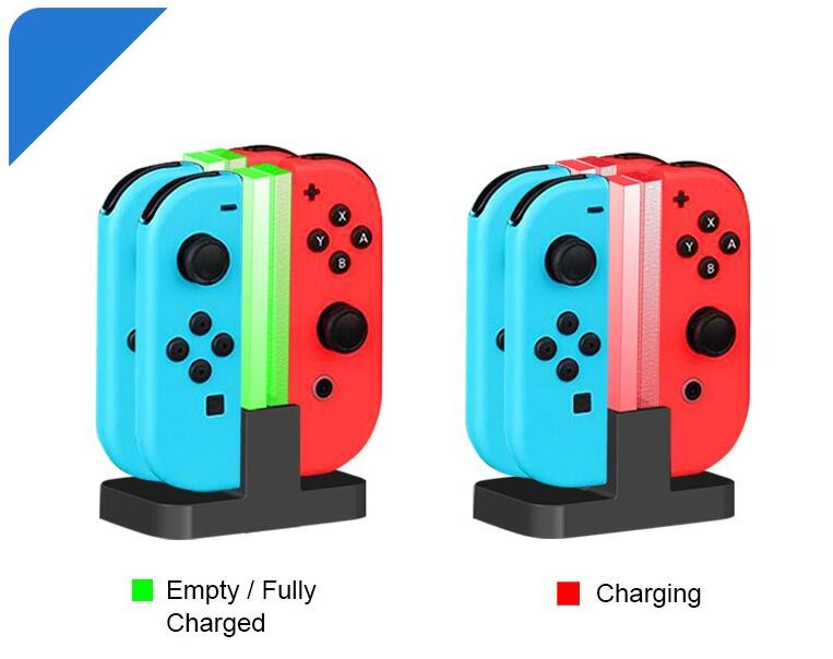 5V 1A 4 In 1 Charging Stand , Nintendo Switch Charger Station Joy Con Controllers