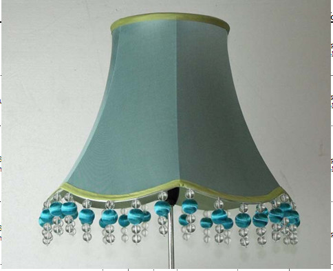 Cyan Ruffle Trim 18 Inch Bell Lamp Shade With Bead For Rooms