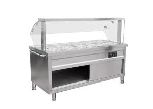 Quality Stainless Steel Bain Marie Cabinet Commercial Working Table With Glass Top Shelf For Hotel wholesale