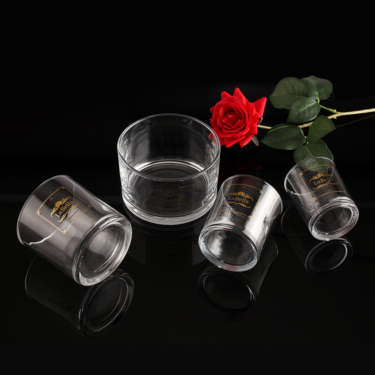 200ml 300ml Glass Candle Jars with Metal Lid Luxury Glossy Internal Painting Black White