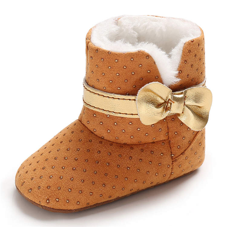 New designed Cotton plush with gold bowknot 0-18 months Walking baby boots