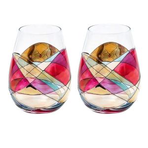 Quality Handpainted Stemless Golden Luster Crystal Wine Glass , Engraved Crystal Glasses wholesale