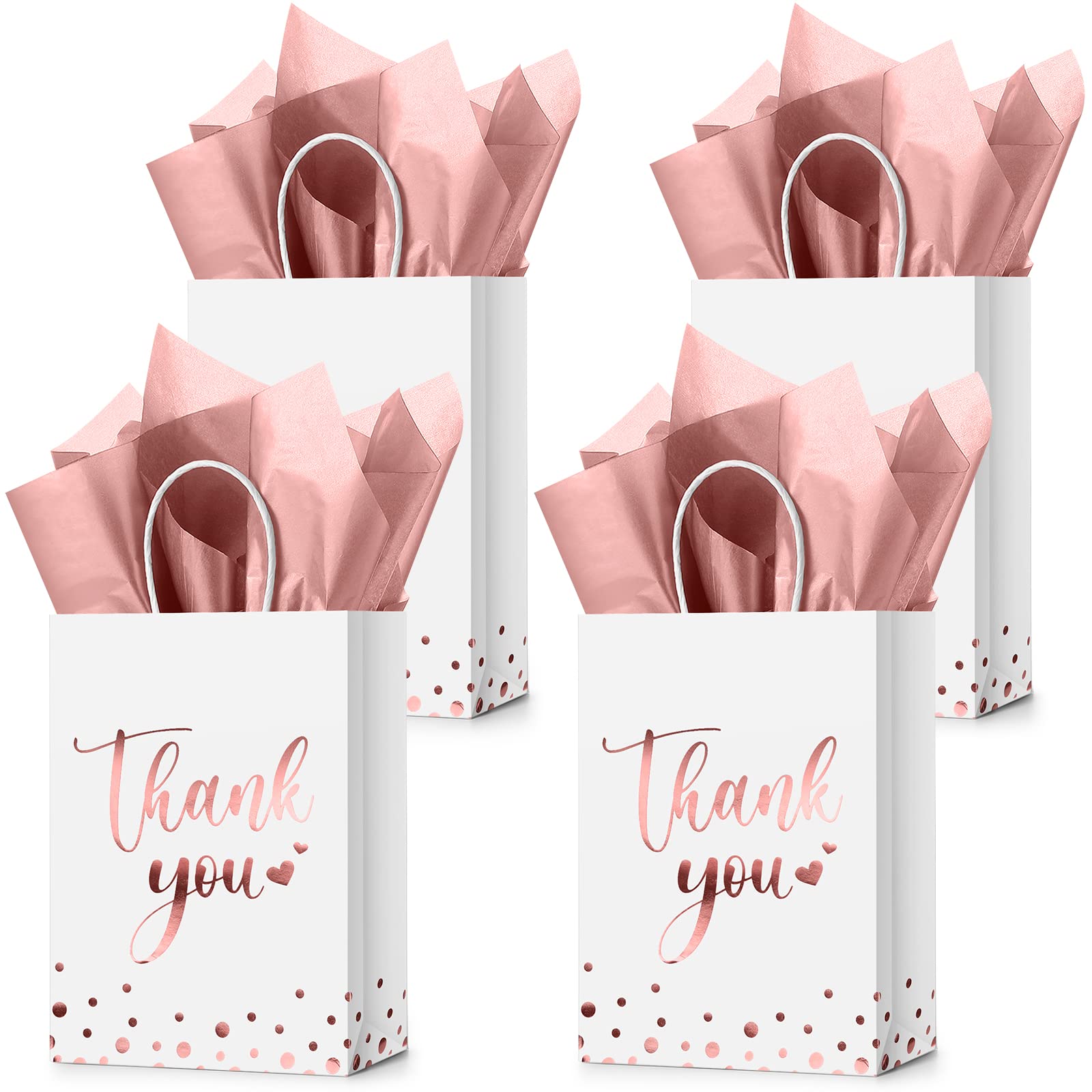 Gravure Printing Custom Color Pink Paper Thank You Gift Kraft Paper Bags With Logo Print