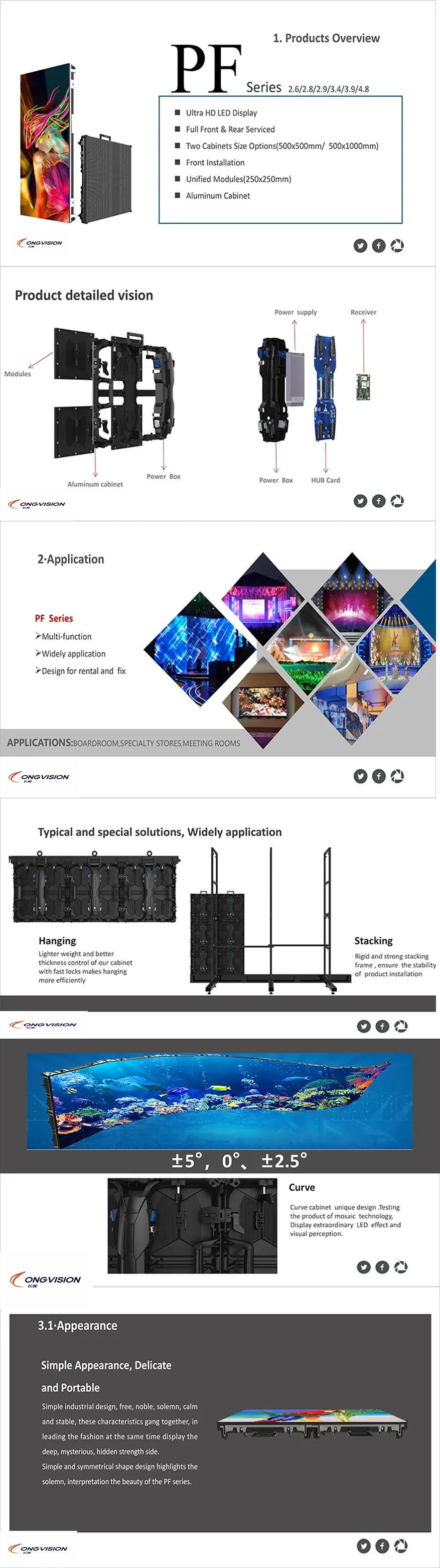 Rental Flexible 500X500 Cabinet SMD LED Display 6500cd/m2 Brightness