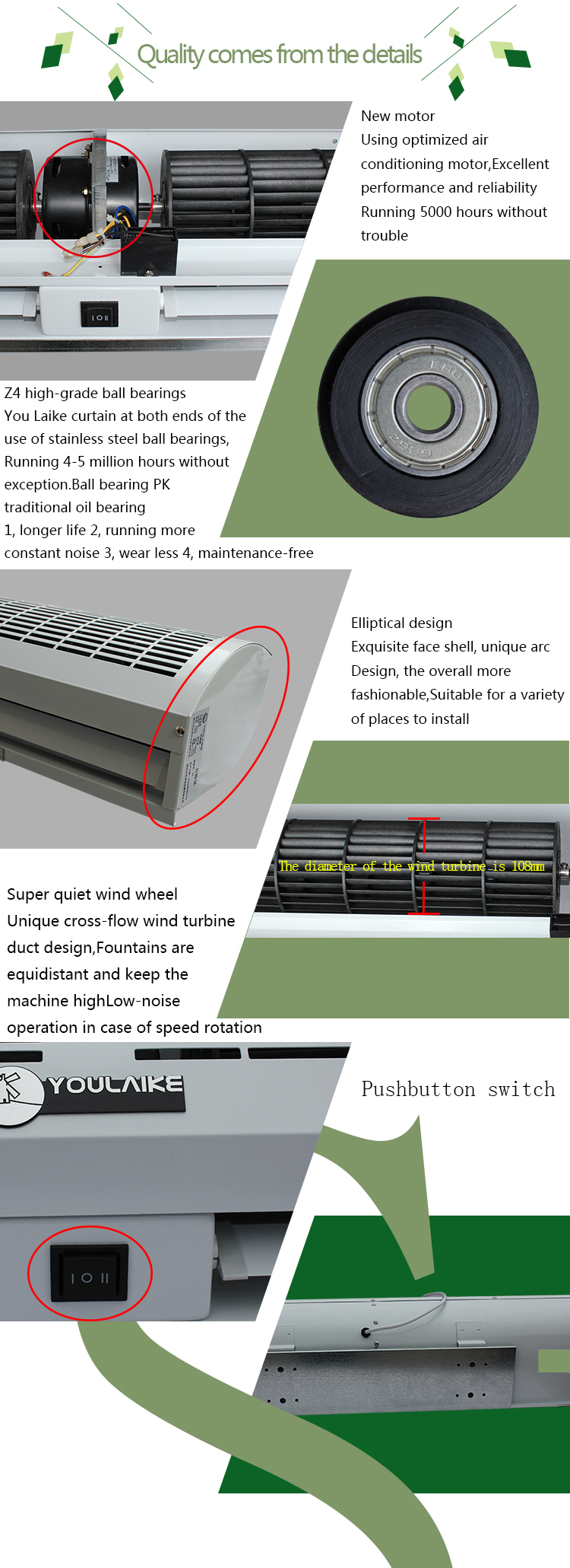 Home Well Designed Vertical Air Curtain for Noiseless Operation and 3.0m Applicable Height