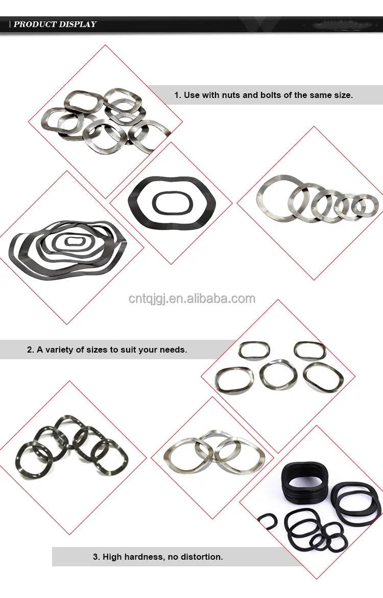 Black Stainless Steel 301 Elastic Locking Wave Spring Washer for Split Style