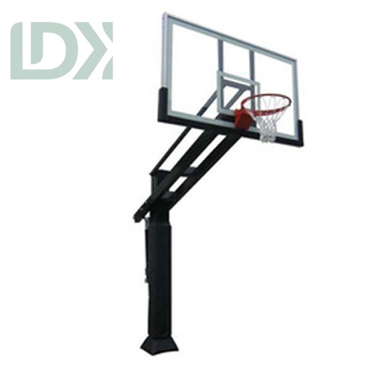 Outdoor Inground Basketball Hoop Basketball Stand With Tempered Glass Backboard