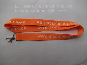 Quality Orange coloured id badge lanyard with screen printed logo, dye color lanyards, wholesale