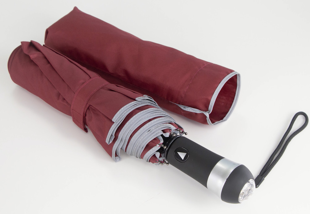 Ladies Sun Three Foldable Umbrella With Colorful LED