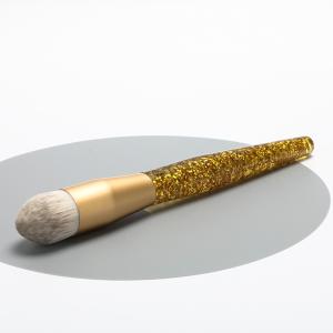 Quality OEM Short Round Domed Liquid Foundation Makeup Brush With Longer Glitter Handle wholesale