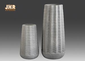 Quality 2 Sizes Artificial Plants Fiberglass Flower Pots Natural Sand Frosted Gray wholesale
