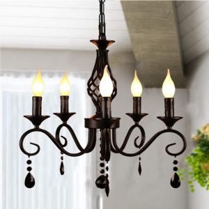 Quality LED Metal Chandeliers 5 Lights Black Crystal Candle Chandelier Industrial Chandelier(WH-CI-134) wholesale