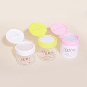 Quality 270g 330g 360g FLIP Top Cap Makeup Cotton Container Pet Plastic Cosmetic Jar With Tweezers wholesale