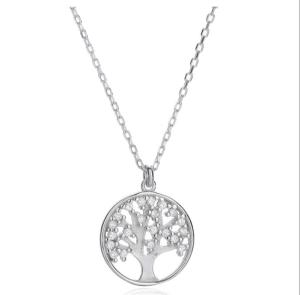 Quality OEM Sterling Silver Tree Of Life Necklace Pendant With AAAA Cubic Zirconia wholesale