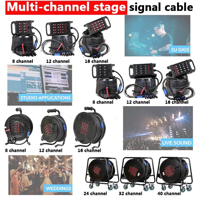 Speaker Dmx Audio De Y Power Snake Xlr Cable Male To Female Multi Microphone 4 8 12 16xlr 24 32 48 Channels Roll Stage Box Cable