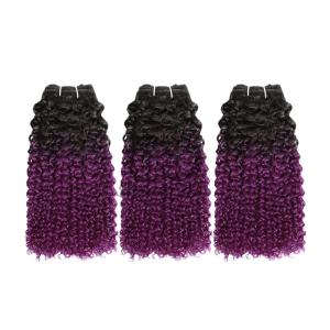 Quality #T1B/Purple Kinky Curly Remy Human Hair Bundles Sew In Weave Bundles Brazilian Bundle Deals wholesale