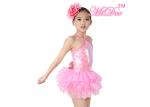 Childrens Ballerina Outfits / Dance Costumes Full Sequins Pink Pleated Tulle