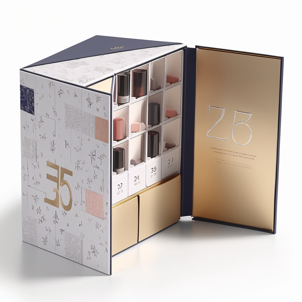 Business Shopping Custom Logo Paper Gift Advent Calendar Box Double Doors Packaging Empty Cosmetic Mystery Box