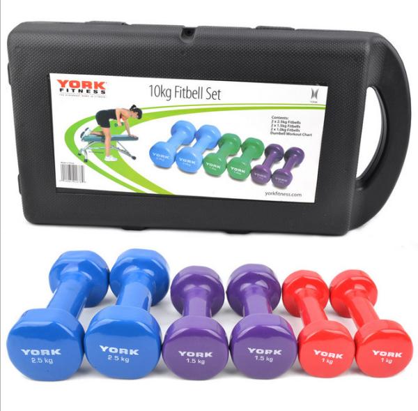 9kg 10kg set women fitness vinyl dippede coated dumbbell for sale