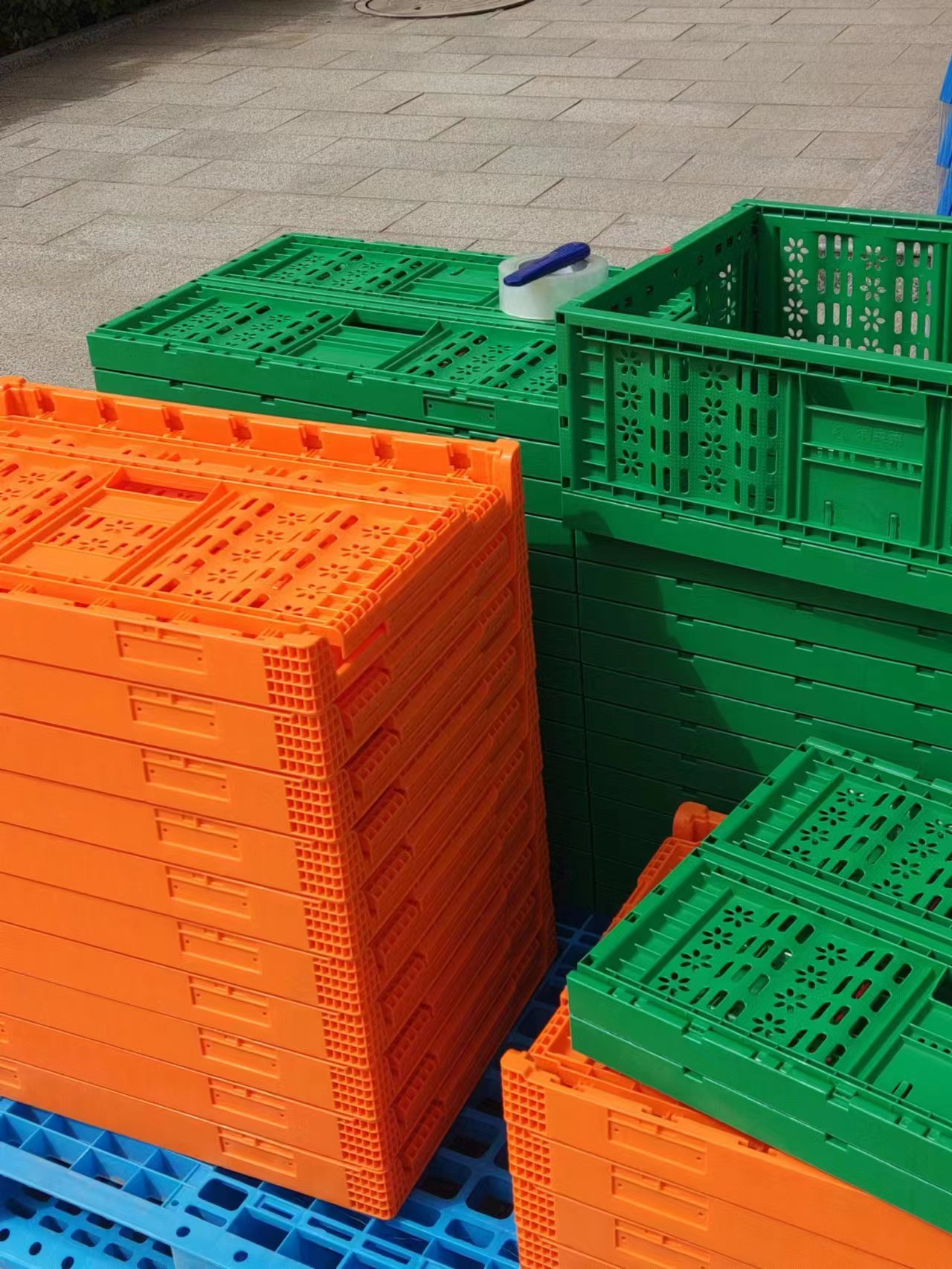 Supermarket Collapsible and Foldable Plastic Storage Boxes with Logistic Transport
