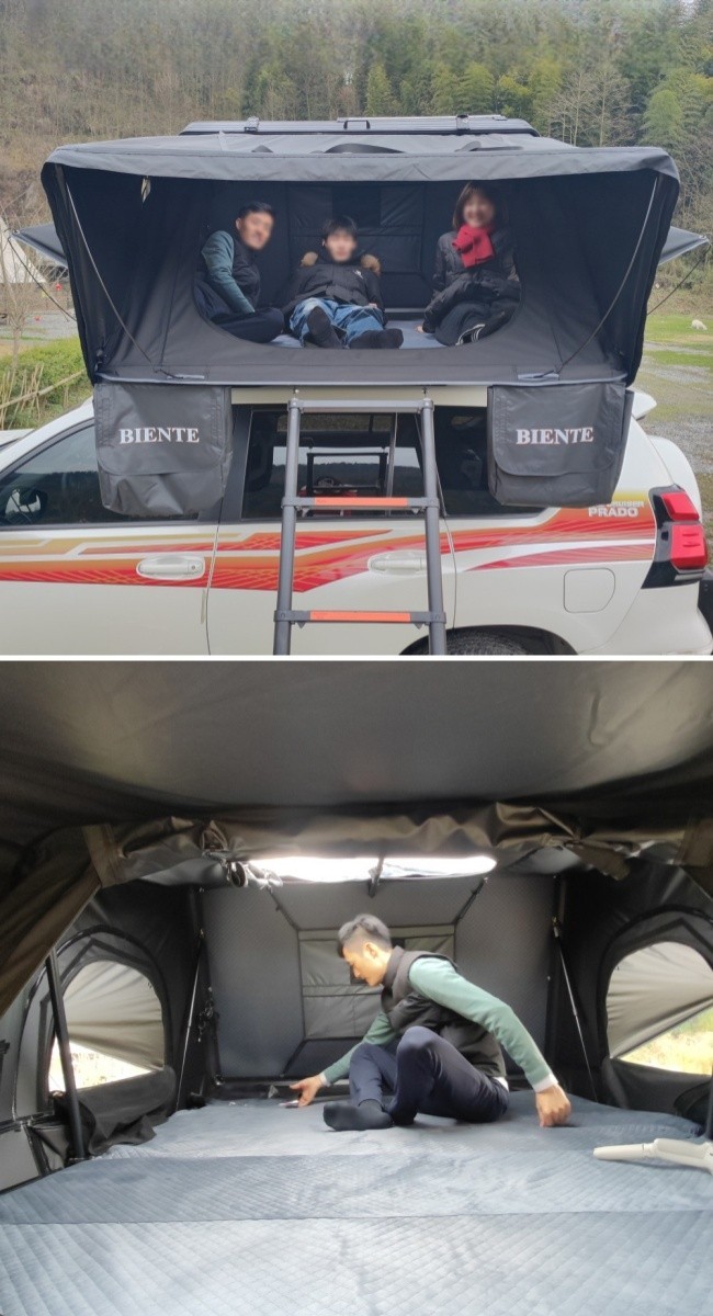 4 Person Pickup Canopy Aluminum Hard Shell Car Roof Top Tent For Camping