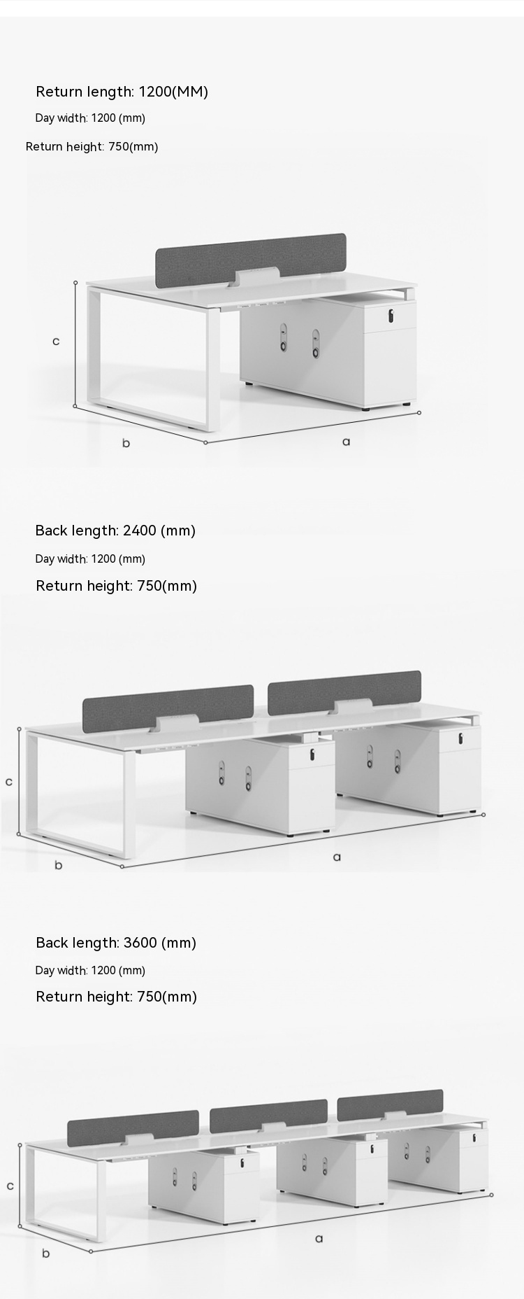 Office Furniture White Simple Computer Desk for 6 People in Business Premises