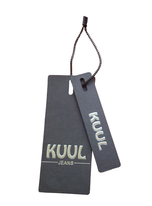 Custom Luxury Paper Hang Tags For Clothing Brand Emboss Silver Foil Logo Plastic Tags